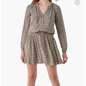 Faherty Long Sleeve Montana Dress Midi Medium Leaf Batik Fall Prefect